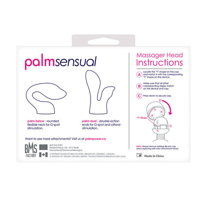 BMS - PALMPOWER PALMSENSUAL ATTACHMENTS 2-PIECE SILICONE MASSAGER HEADS BLUE