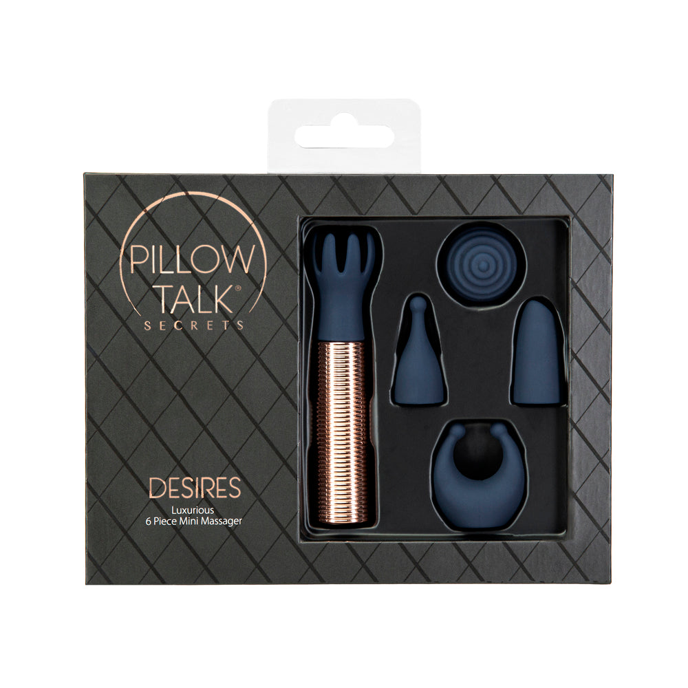 BMS - PILLOW TALK SECRETS DESIRES CONJUNTO DE 6 MINI MASSAJADORES EM SILICONE AZUL-MARINHO