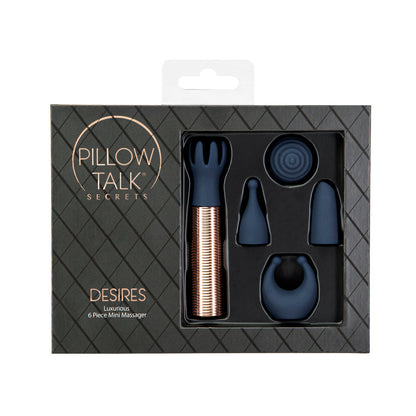 BMS - PILLOW TALK SECRETS DESIRES CONJUNTO DE 6 MINI MASSAJADORES EM SILICONE AZUL-MARINHO