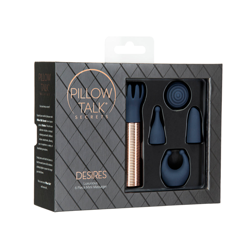 BMS - PILLOW TALK SECRETS DESIRES CONJUNTO DE 6 MINI MASSAJADORES EM SILICONE AZUL-MARINHO