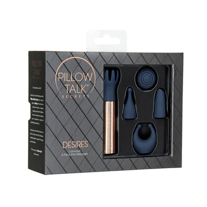 BMS - PILLOW TALK SECRETS DESIRES CONJUNTO DE 6 MINI MASSAJADORES EM SILICONE AZUL-MARINHO