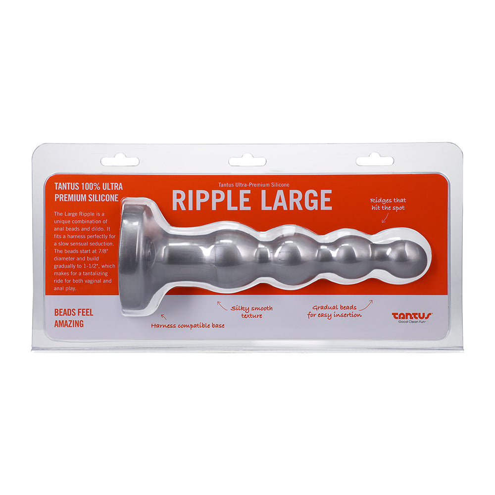 TANTUS - RIPPLE LARGE 8 POL. DILDO ANAL COM CONTAS MÉDIO-FIRM PRATEADO