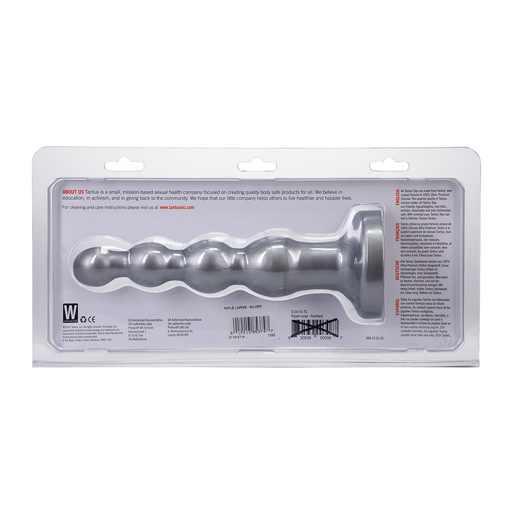 TANTUS - RIPPLE LARGE 8 POL. DILDO ANAL COM CONTAS MÉDIO-FIRM PRATEADO