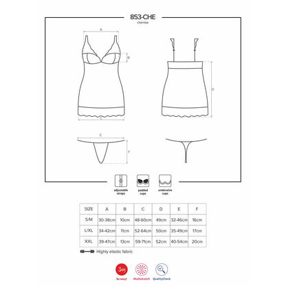 OBSESSIVE - 853-CHE-2 CHEMISE Y TANGA COLOR