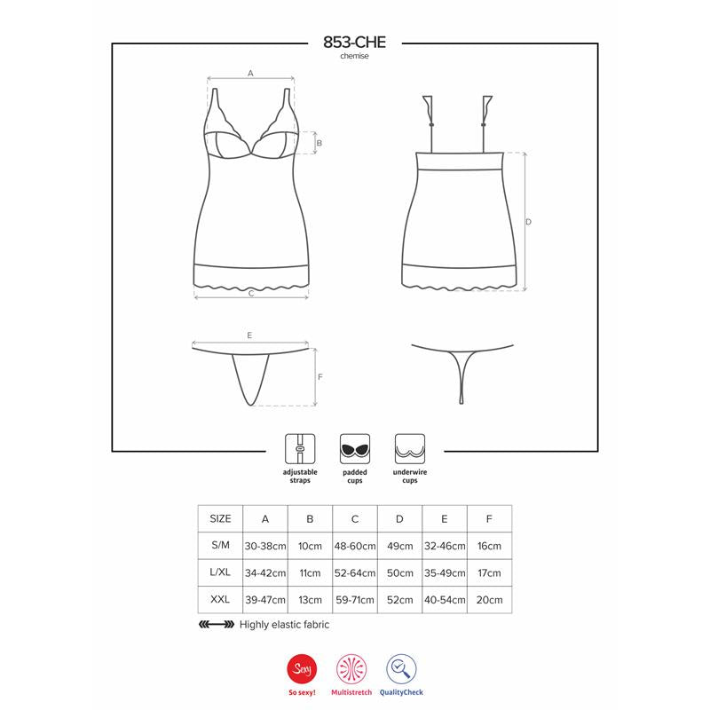OBSESSIVE - 853-CHE-2 CHEMISE Y TANGA COLOR
