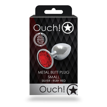 SHOTS - OUCH! ROUND GEM BUTT PLUG SMALL SILVER/RUBY RED