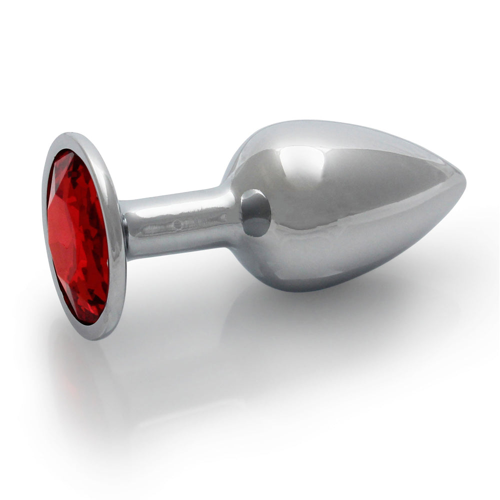 SHOTS - OUCH! ROUND GEM BUTT PLUG SMALL SILVER/RUBY RED