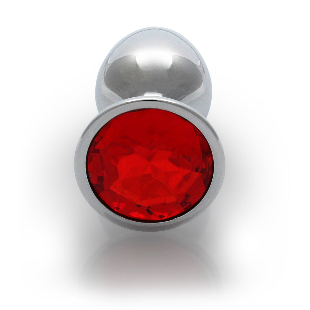 SHOTS - OUCH! ROUND GEM BUTT PLUG SMALL SILVER/RUBY RED