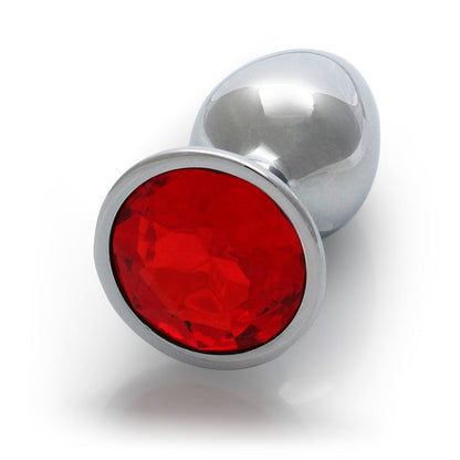 SHOTS - OUCH! ROUND GEM BUTT PLUG SMALL SILVER/RUBY RED