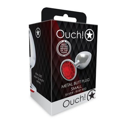SHOTS - OUCH! ROUND GEM BUTT PLUG SMALL SILVER/RUBY RED