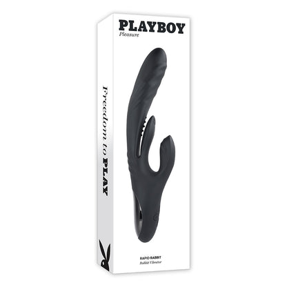 PLAYBOY - VIBRADOR DE DUPLA ESTIMULAÇÃO EM SILICONE RECARREGÁVEL RAPID RABBIT PRETO