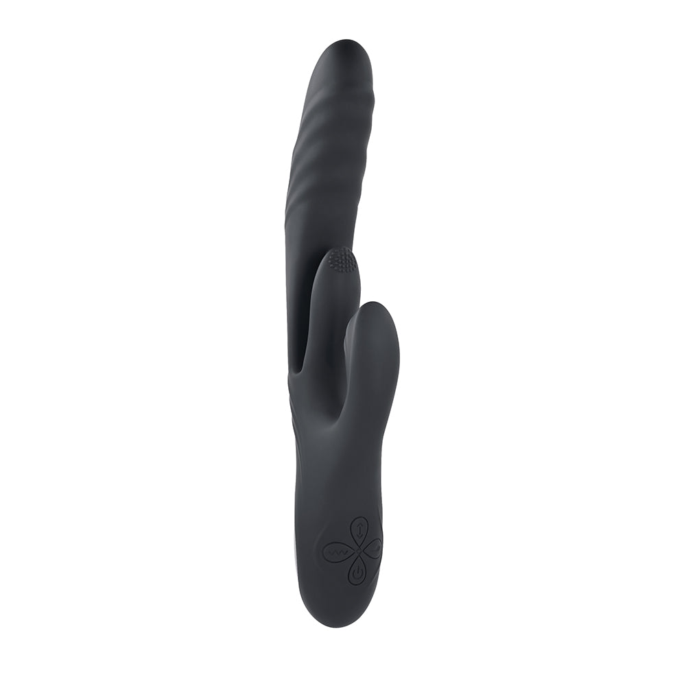 PLAYBOY - VIBRADOR DE DUPLA ESTIMULAÇÃO EM SILICONE RECARREGÁVEL RAPID RABBIT PRETO