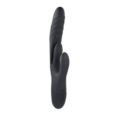 PLAYBOY - VIBRADOR DE DUPLA ESTIMULAÇÃO EM SILICONE RECARREGÁVEL RAPID RABBIT PRETO