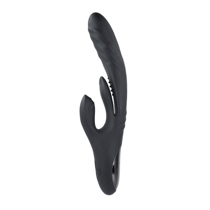 PLAYBOY - VIBRADOR DE DUPLA ESTIMULAÇÃO EM SILICONE RECARREGÁVEL RAPID RABBIT PRETO