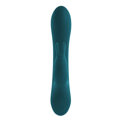 PLAYBOY - LIL RABBIT RECHARGEABLE SILICONE DUAL STIMULATION VIBRATOR DEEP TEAL