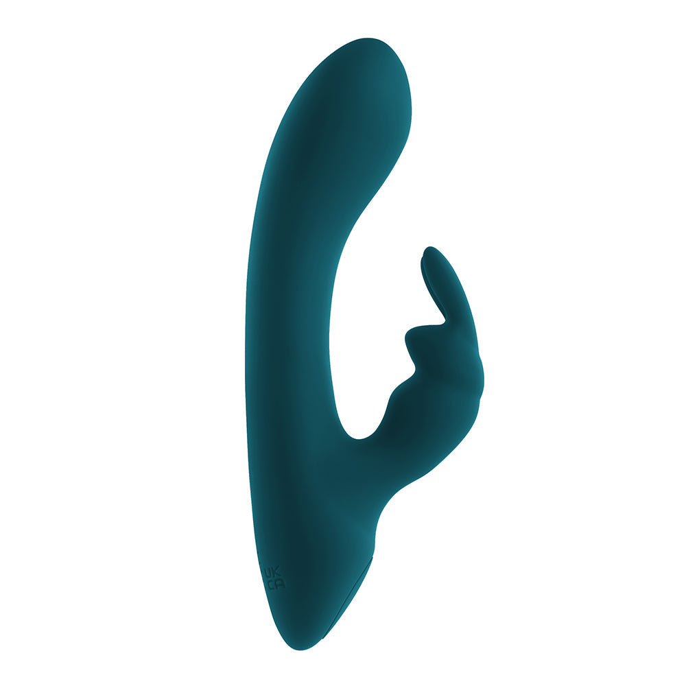 PLAYBOY - LIL RABBIT RECHARGEABLE SILICONE DUAL STIMULATION VIBRATOR DEEP TEAL