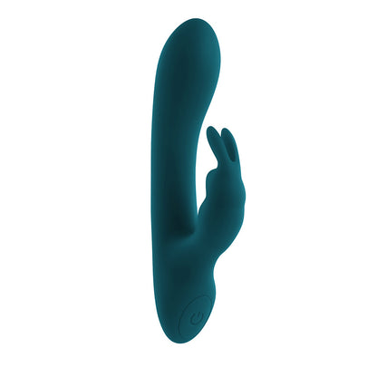 PLAYBOY - LIL RABBIT RECHARGEABLE SILICONE DUAL STIMULATION VIBRATOR DEEP TEAL