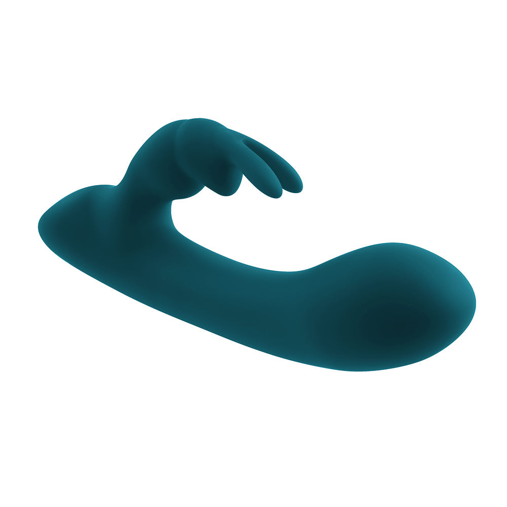 PLAYBOY - LIL RABBIT RECHARGEABLE SILICONE DUAL STIMULATION VIBRATOR DEEP TEAL