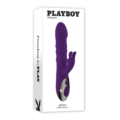 PLAYBOY - HOP TO IT RECHARGEABLE THRUSTING SILICONE DUAL STIMULATION VIBRATOR ACAI