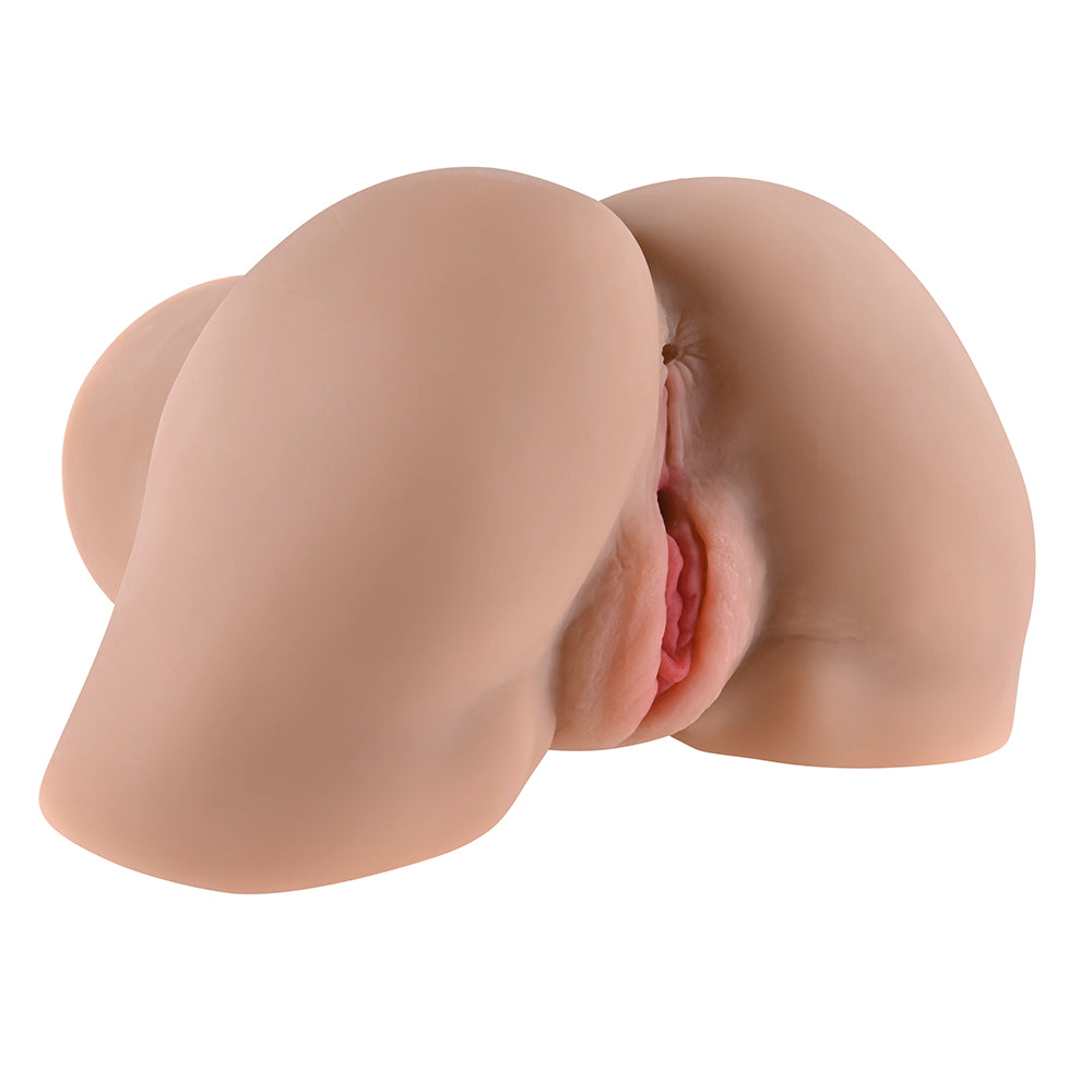 ZERO TOLERANCE - REAR BEAUTY RECHARGEABLE REMOTE CONTROLLED VIBRATING SUCKING DUAL ENTRY MASTURBATOR TPE LIGHT