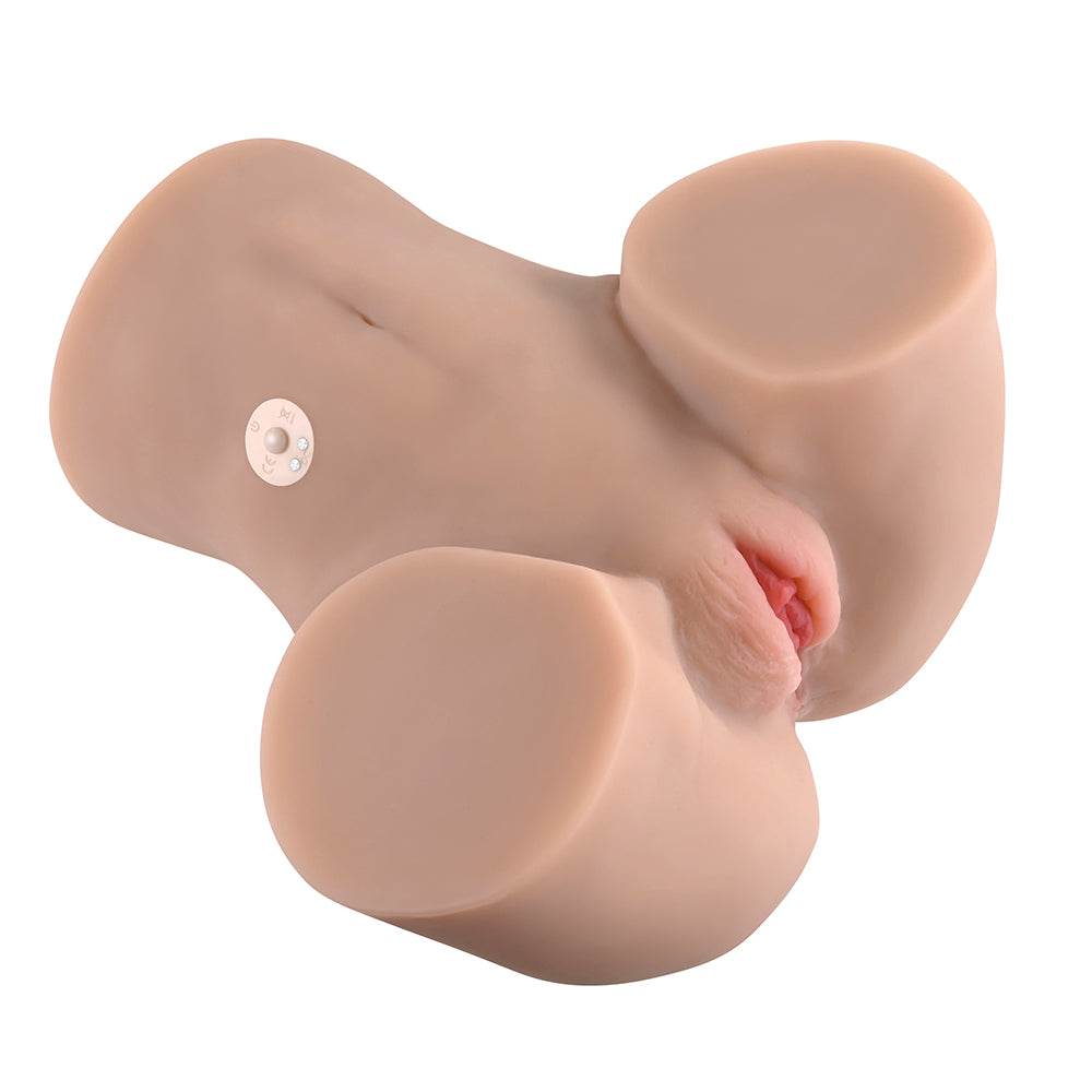 ZERO TOLERANCE - REAR BEAUTY RECHARGEABLE REMOTE CONTROLLED VIBRATING SUCKING DUAL ENTRY MASTURBATOR TPE LIGHT