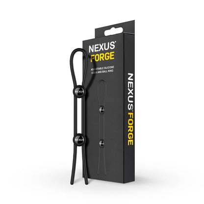 NEXUS - FORGE ADJUSTABLE SILICONE COCK AND BALL LASSO RING BLACK