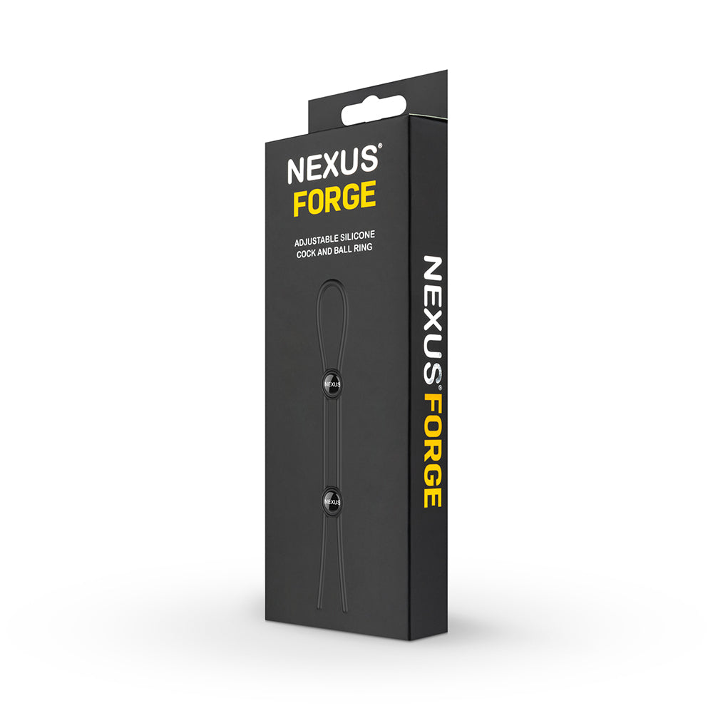 NEXUS - FORGE ADJUSTABLE SILICONE COCK AND BALL LASSO RING BLACK