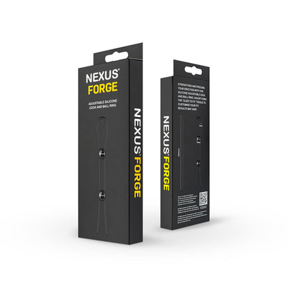 NEXUS - FORGE ADJUSTABLE SILICONE COCK AND BALL LASSO RING BLACK