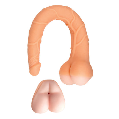 NASSTOYS - REALCOCKS MASTURBATOR 14 IN. 3-IN-1 DILDO, SLEEVE & STROKER BEIGE