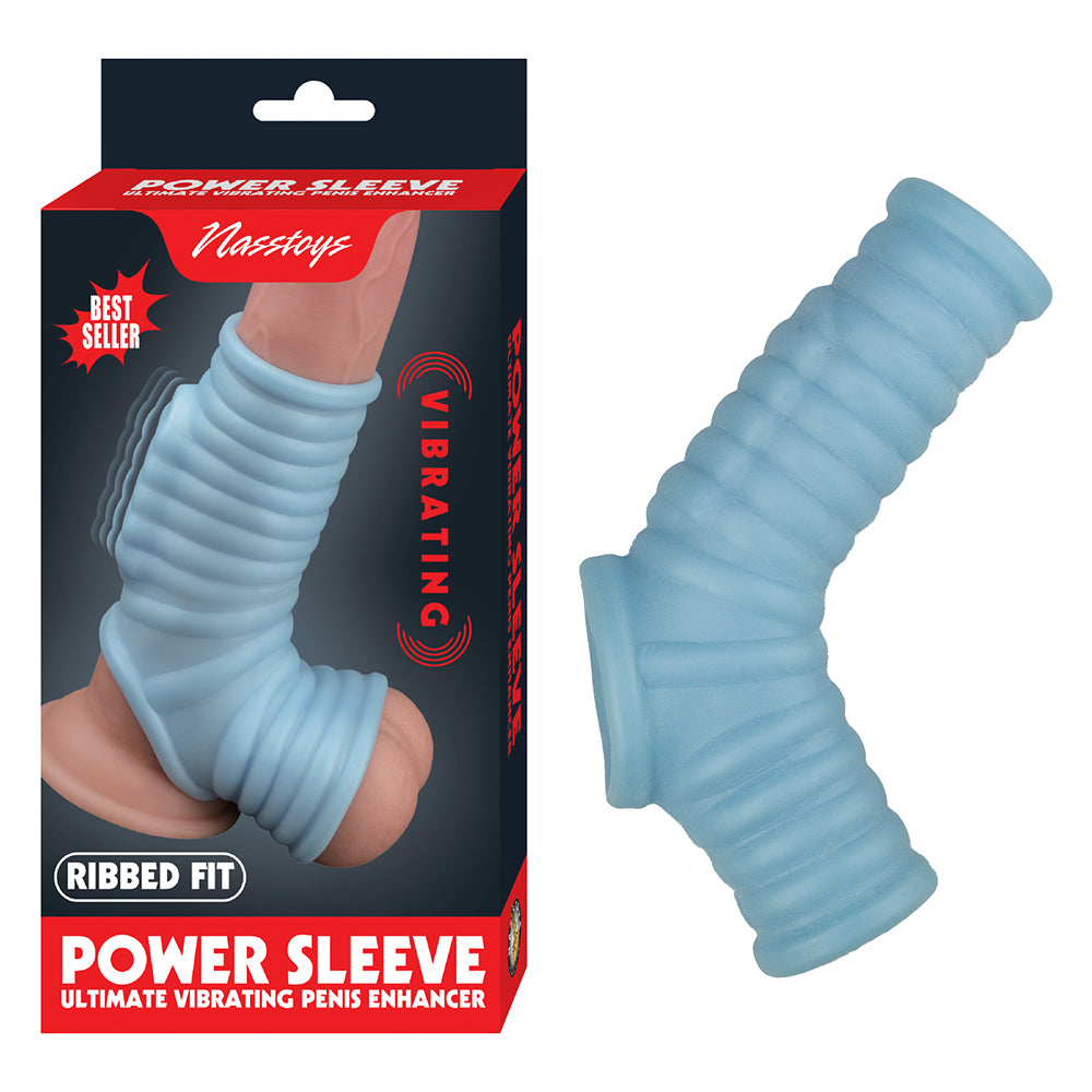 NASSTOYS - POWER SLEEVE RIBBED FIT VIBRATING PENIS ENHANCER BLUE
