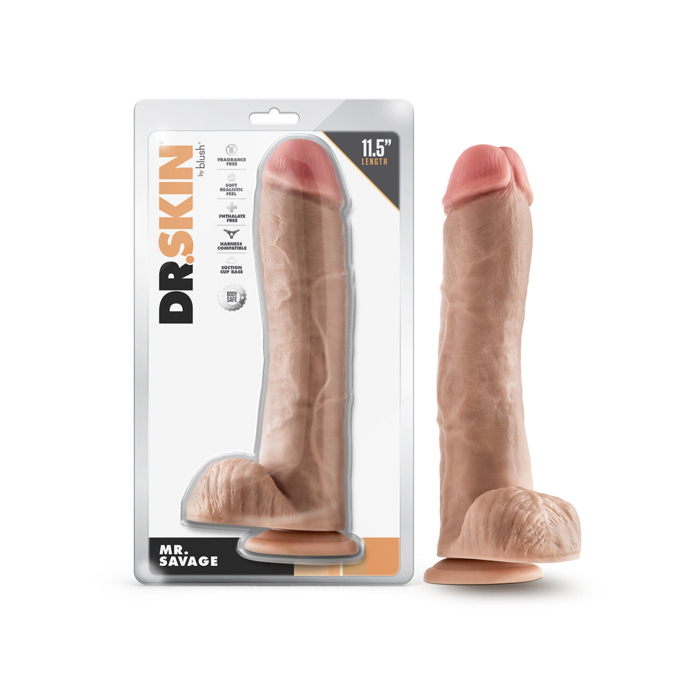 BLUSH - DR. SKIN MR. SAVAGE REALISTIC 11.5 IN. DILDO WITH BALLS