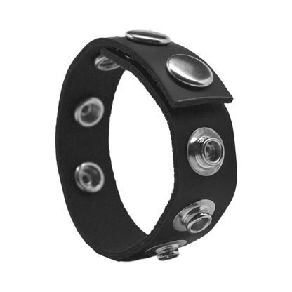 ROCK SOLID - ADJUSTABLE LEATHER 5-SNAP COCK RING BLACK