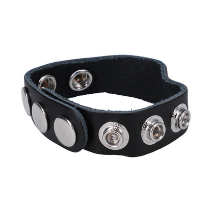 ROCK SOLID - ADJUSTABLE LEATHER 5-SNAP COCK RING BLACK