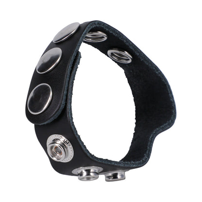 ROCK SOLID - ADJUSTABLE LEATHER 5-SNAP COCK RING BLACK