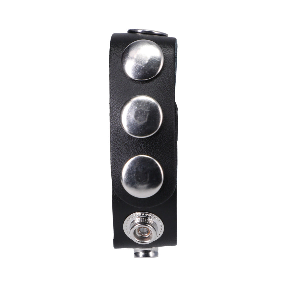 ROCK SOLID - ADJUSTABLE LEATHER 5-SNAP COCK RING BLACK