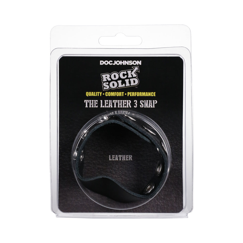 ROCK SOLID - ADJUSTABLE LEATHER 5-SNAP COCK RING BLACK