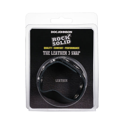 ROCK SOLID - ADJUSTABLE LEATHER 5-SNAP COCK RING BLACK
