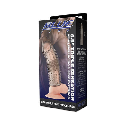 ELECTRIC EEL - BLUE LINE 6.5 IN. TRIPLE SENSATION PENIS ENHANCING SLEEVE EXTENSION