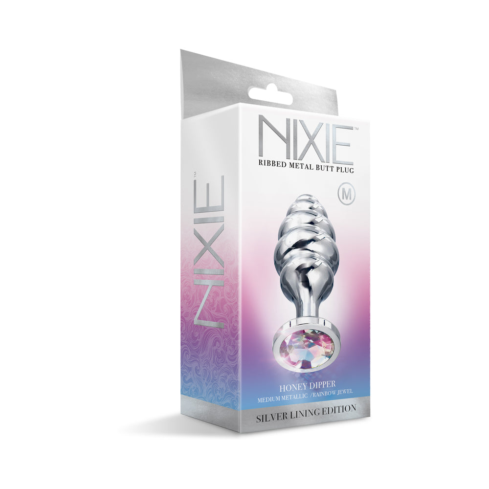 GLOBAL NOVELTIES - NIXIE PLUG ANAL DE METAL CANELADO HONEY DIPPER MÉDIO