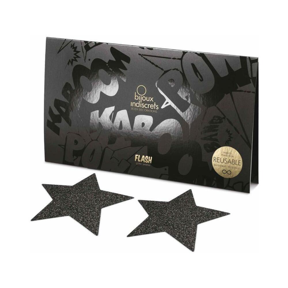 BIJOUX INDISCRETS - COBRE-MAMILOS COM GLITTER REUTILIZÁVEIS FLASH ESTRELA
