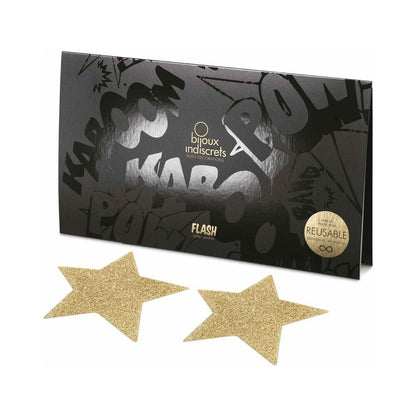 BIJOUX INDISCRETS - COBRE-MAMILOS COM GLITTER REUTILIZÁVEIS FLASH ESTRELA