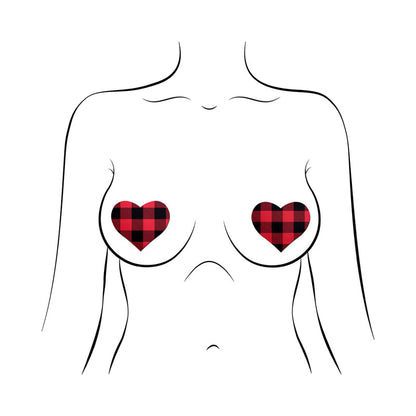 PASTEASE - BUFFALO PLAID HEART PASTIES RED