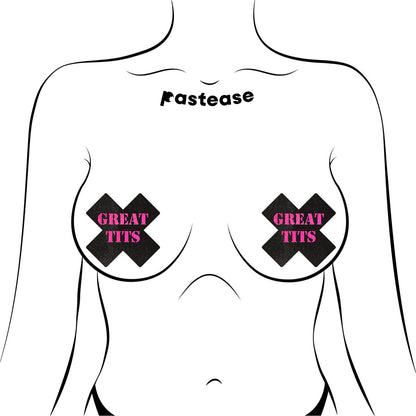 PASTEASE - 'GREAT TITS' CROSSES PASTIES BLACK/PINK