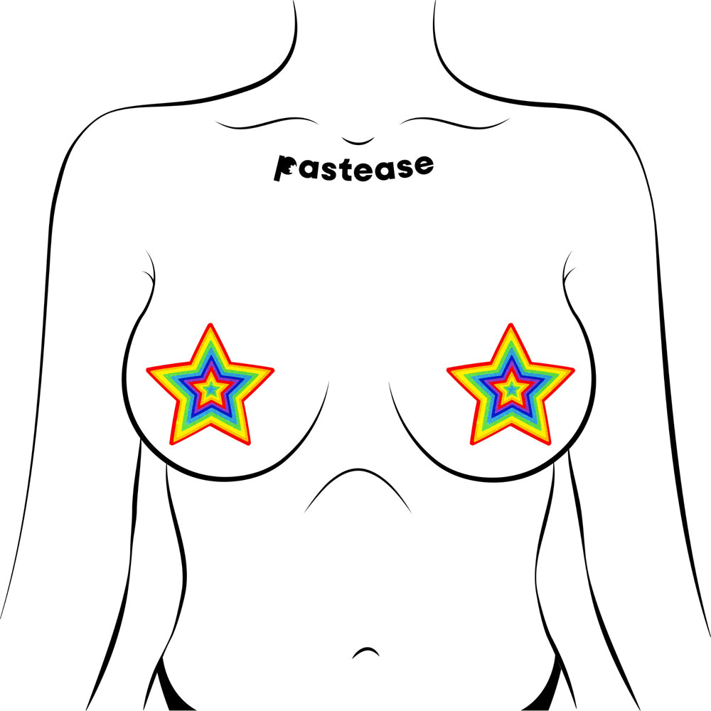 PASTEASE - GLITTER PUMPING STAR PASTIES RAINBOW