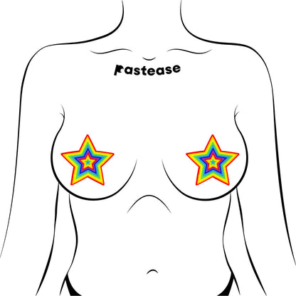 PASTEASE - GLITTER PUMPING STAR PASTIES RAINBOW