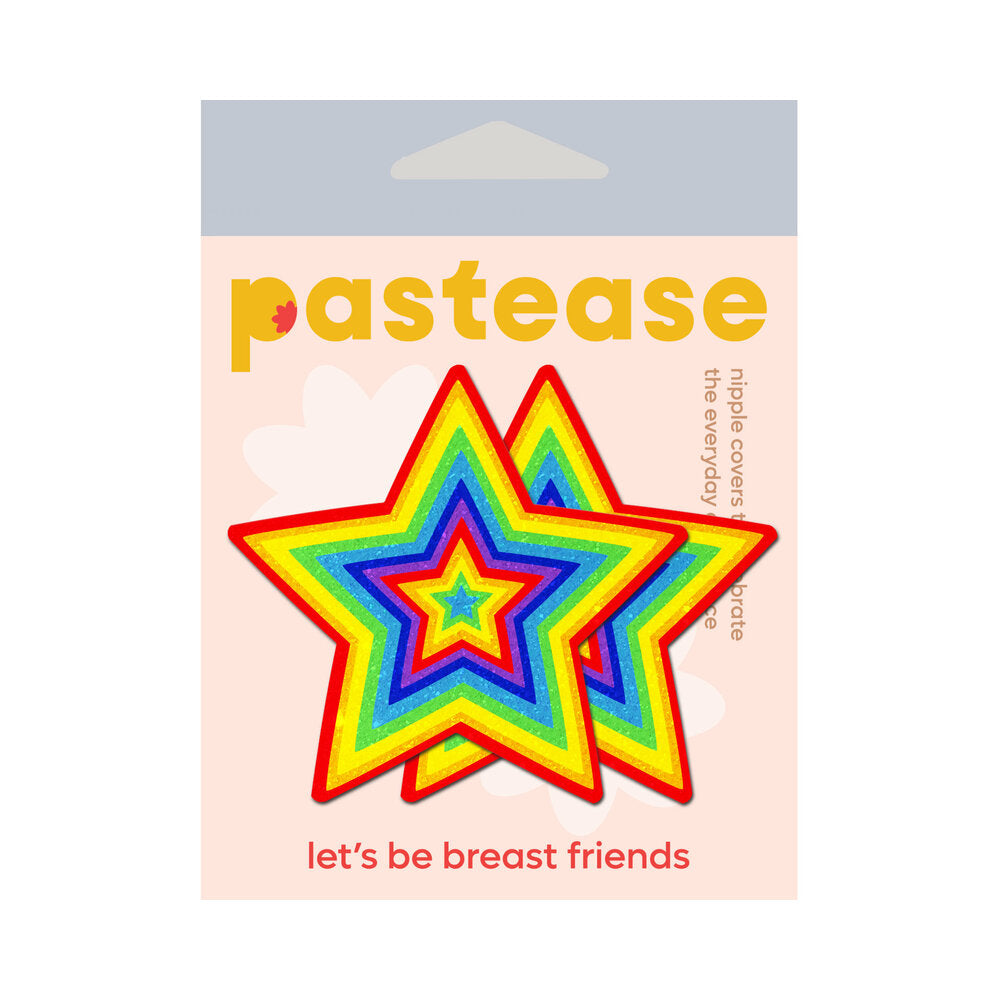 PASTEASE - GLITTER PUMPING STAR PASTIES RAINBOW