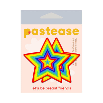 PASTEASE - GLITTER PUMPING STAR PASTIES RAINBOW