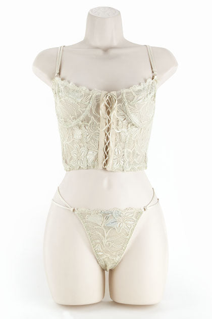 EXPOSED - CROPPED LACE BUSTIER/G IVORY