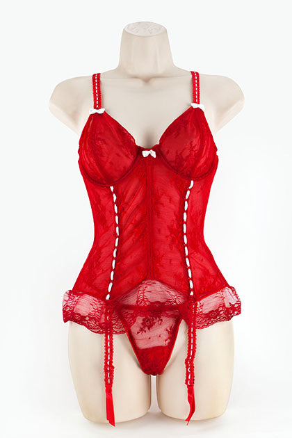 CORSET & G W/RIBBON RED S