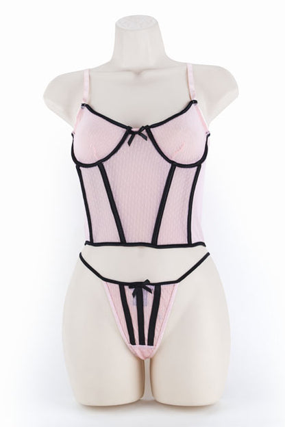 EXPOSED - CORSET & G, DOT MESH PINK